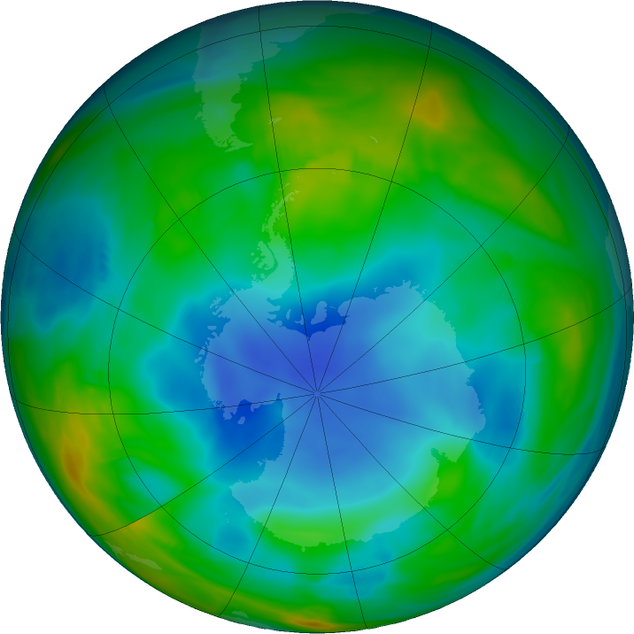 Antarctic ozone map for 19 June 2018